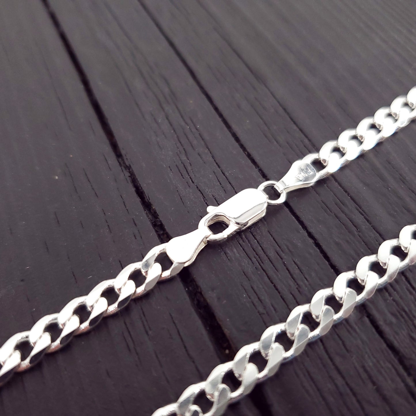 6 mm Cuban Curb Link Chain Necklace in Solid 925 Sterling Silver