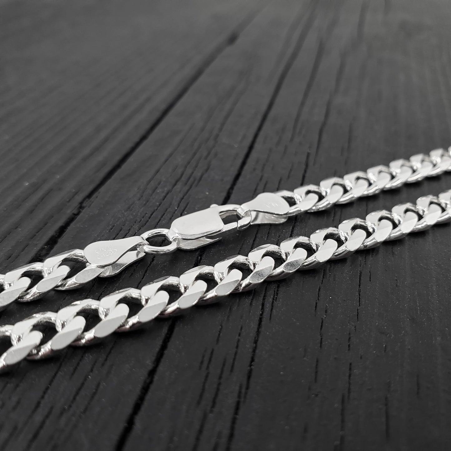 7 mm Cuban Curb Link Chain Necklace in Solid 925 Sterling Silver
