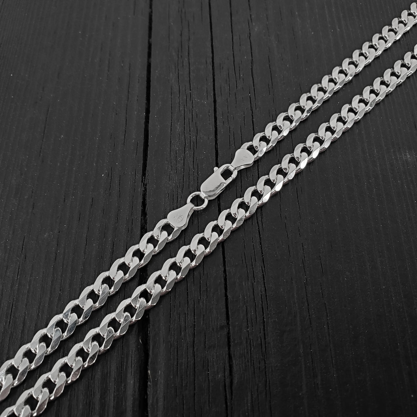7 mm Cuban Curb Link Chain Necklace in Solid 925 Sterling Silver
