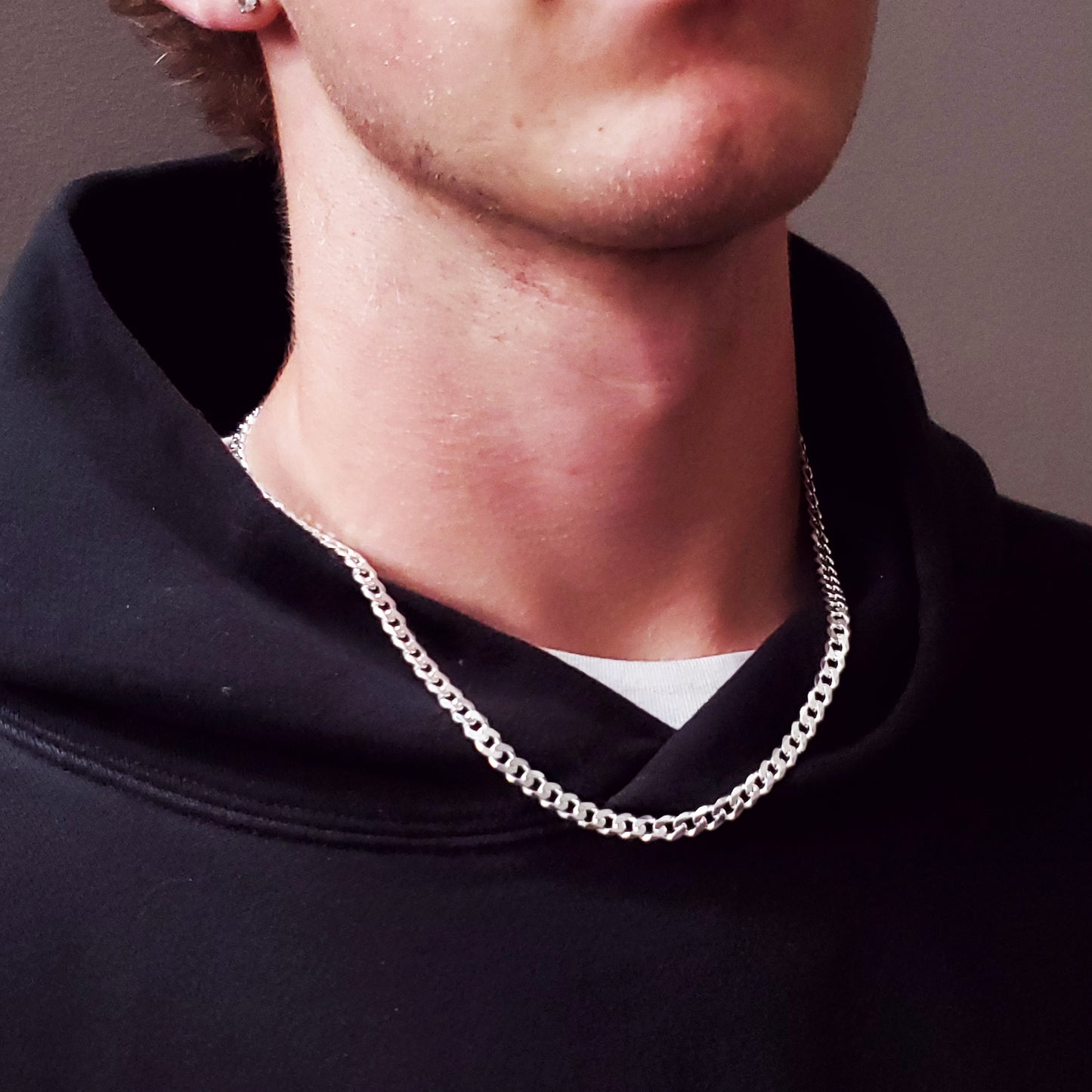 6 mm Cuban Curb Link Chain Necklace in Solid 925 Sterling Silver